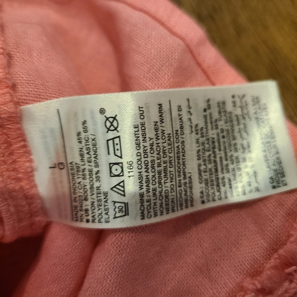 Old Navy Bubble Gum Pink Linen Blend Tie Strap Tank Top - Picture 8 of 8